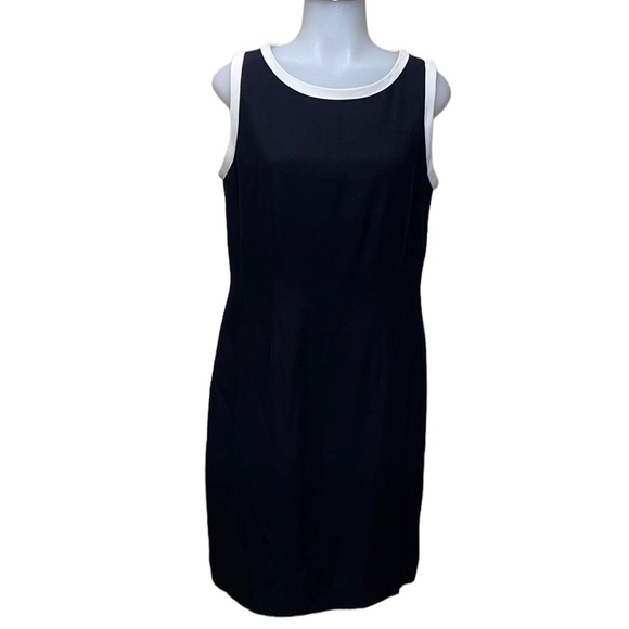 Vintage MODA INT’L Black & White Sheath Dress~sz 10~Lined - Picture 1 of 9